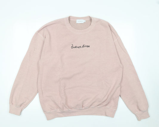 Topman Men's Pink 'Buenos Aires' Graphic Pullover Sweatshirt Size S