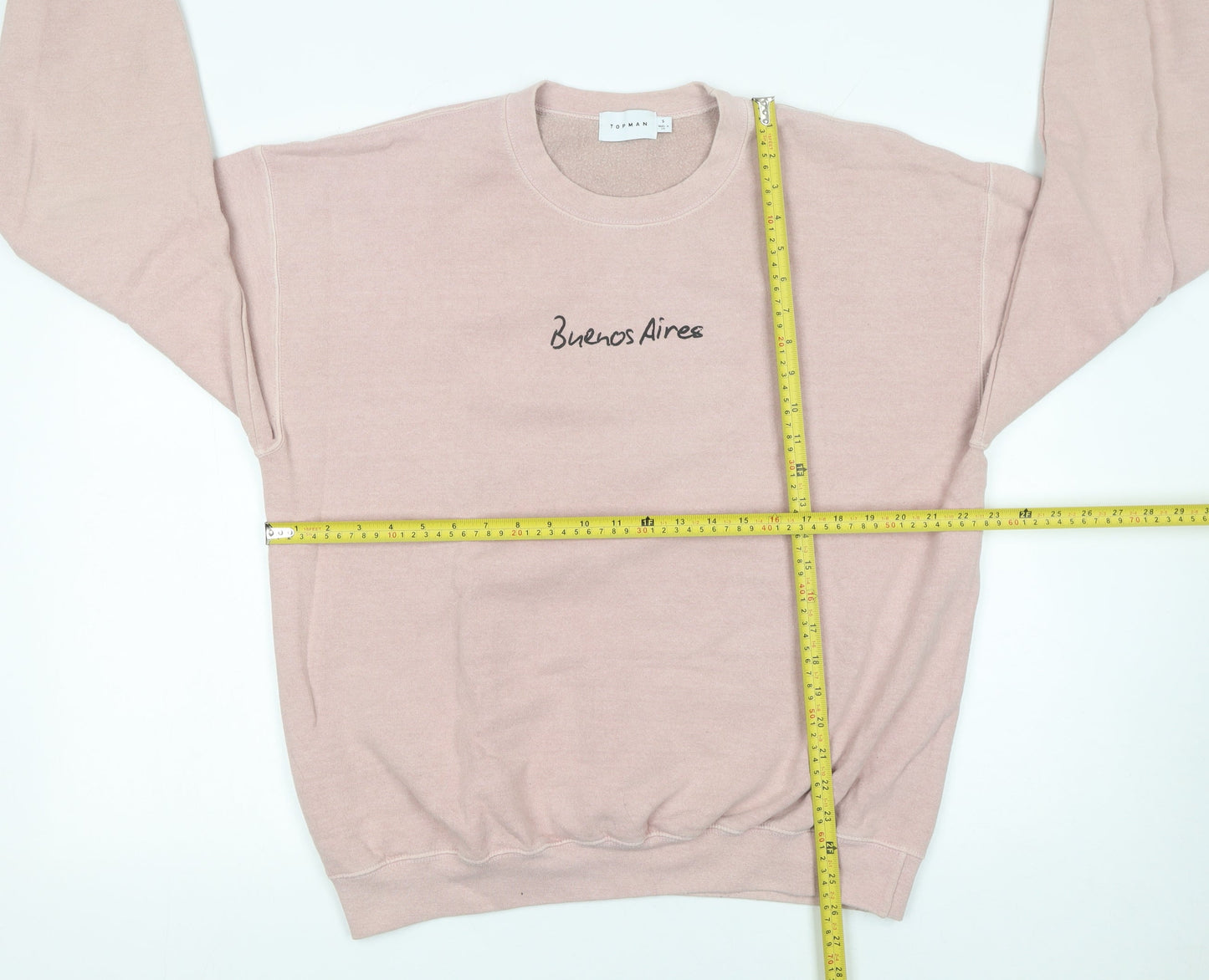 Topman Men's Pink 'Buenos Aires' Graphic Pullover Sweatshirt Size S