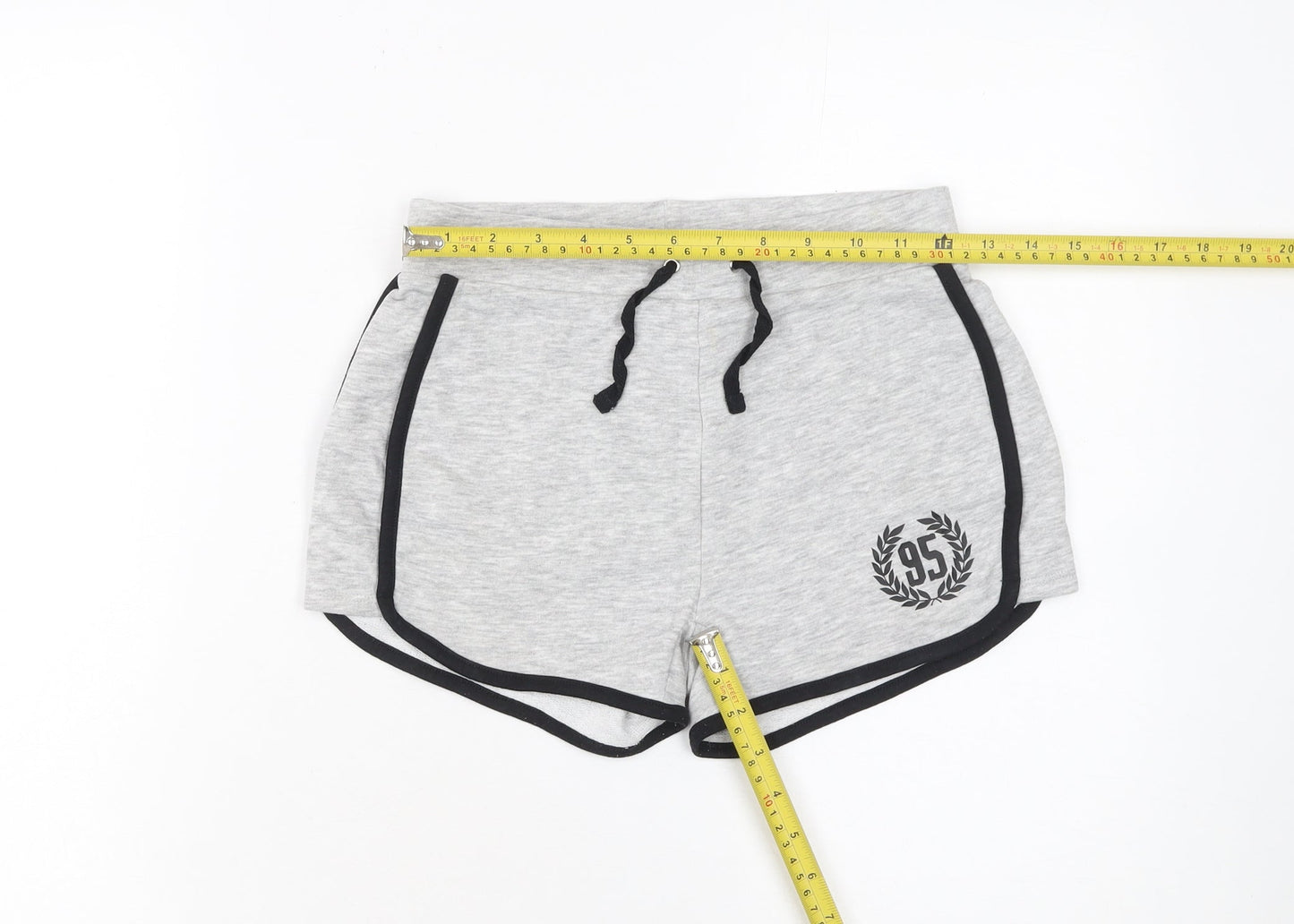 915 Girls Grey Sweat Shorts Age 9 134cm Cotton Blend Drawstring Trim
