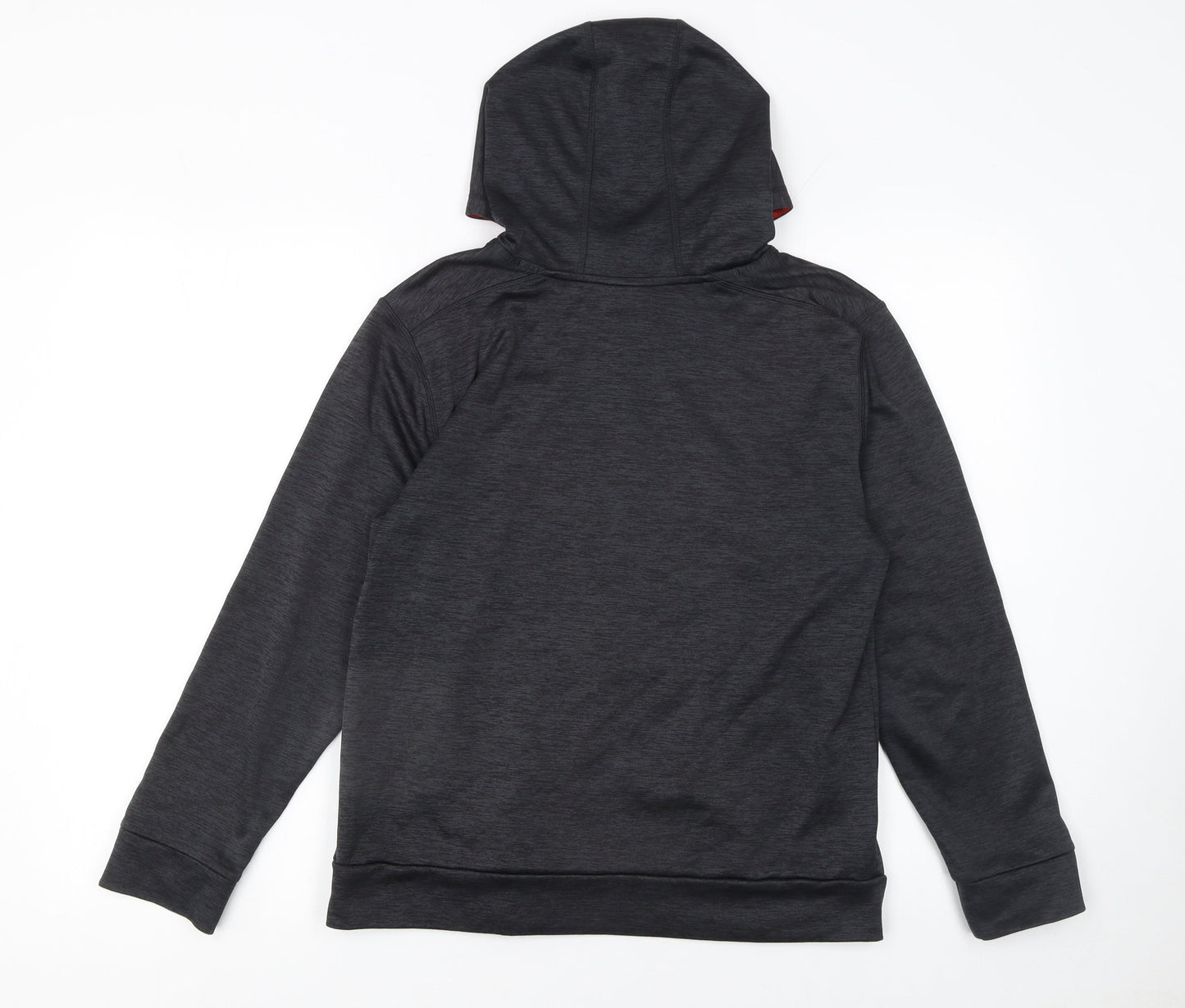 Adidas Boys Black Pullover Hoodie Size 14-16 Years Red Logo Sweatshirt