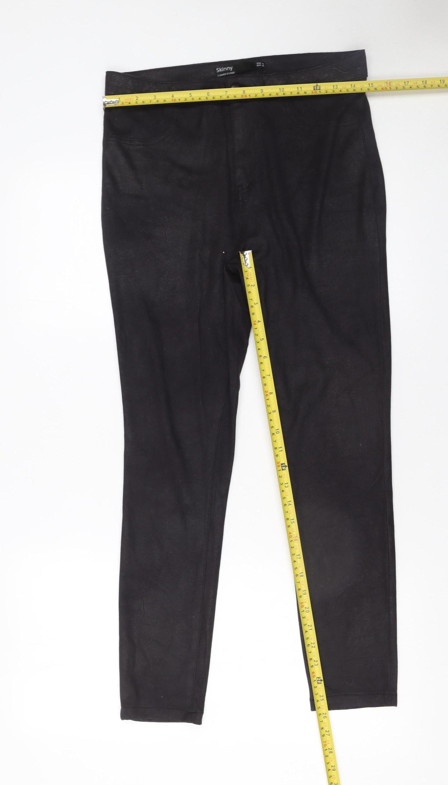 Dunnes Stores Women's Black Skinny Trousers Size 12 S Polyester Blend