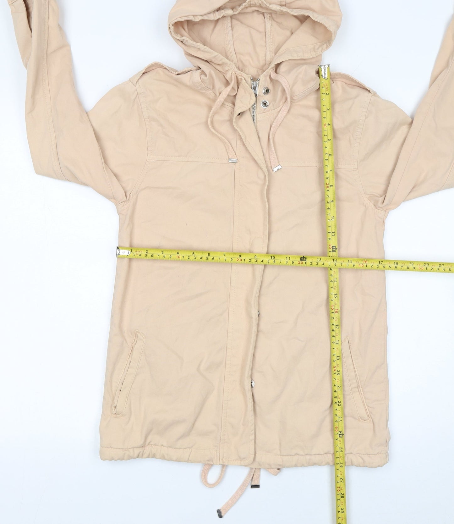 Topshop Women’s Beige Hooded Cotton Anorak Jacket Size 6