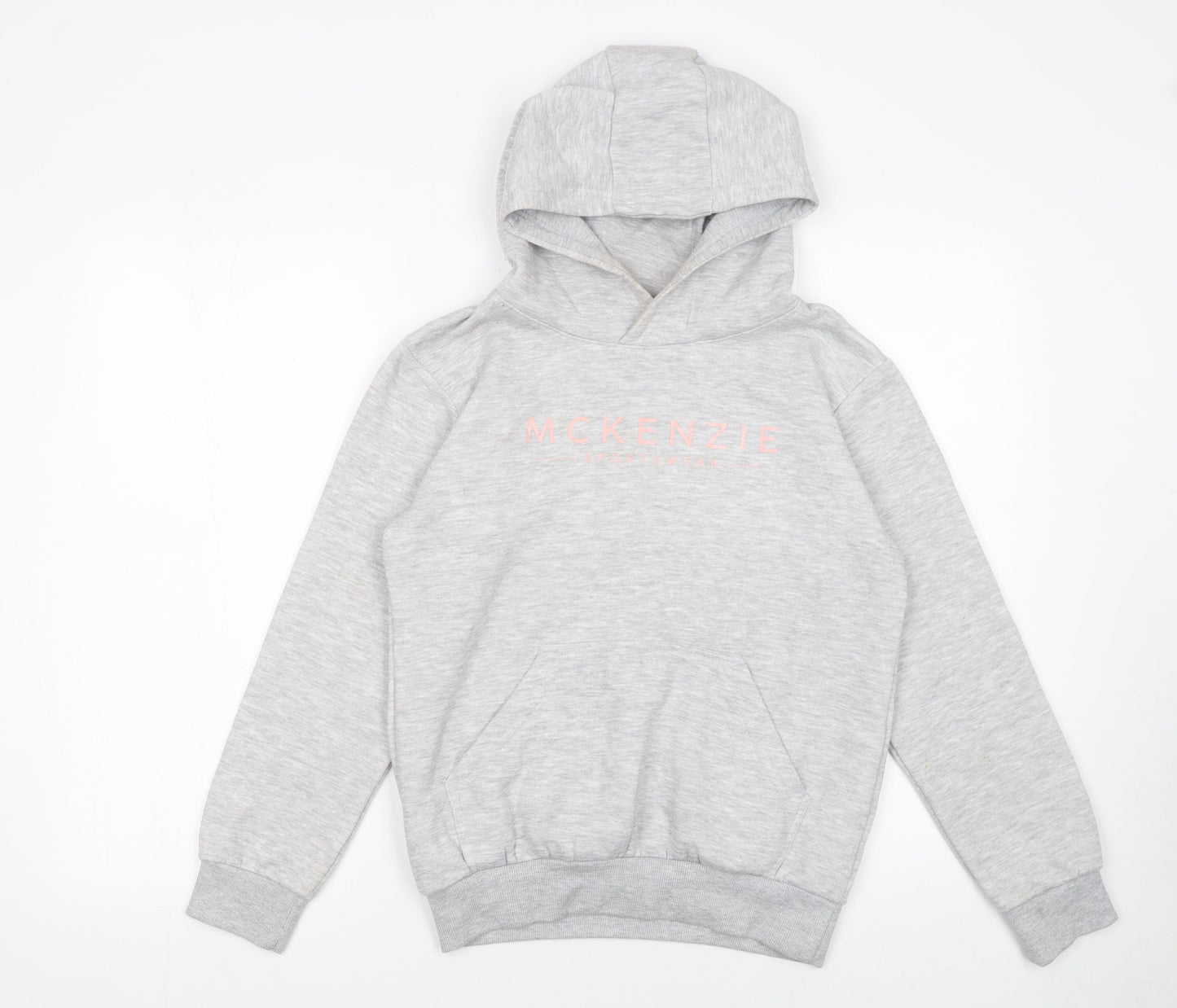Mckenzie Girls Grey Pullover Hoodie 12-13 Years Logo Fleece Sweatshirt