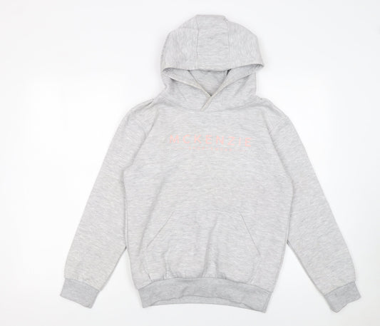 Mckenzie Girls Grey Pullover Hoodie 12-13 Years Logo Fleece Sweatshirt