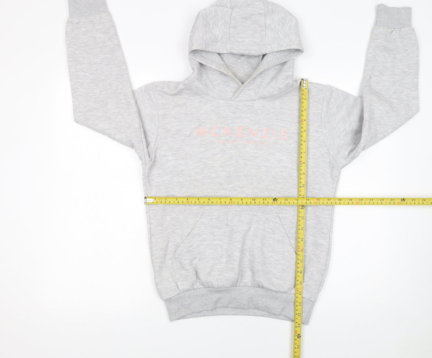 Mckenzie Girls Grey Pullover Hoodie 12-13 Years Logo Fleece Sweatshirt
