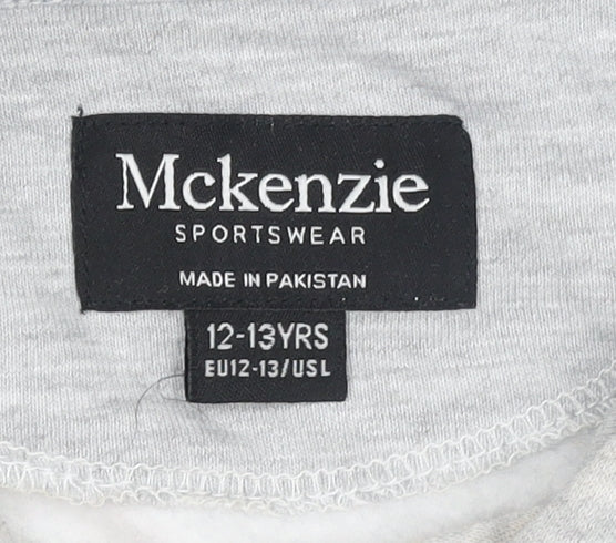 Mckenzie Girls Grey Pullover Hoodie 12-13 Years Logo Fleece Sweatshirt