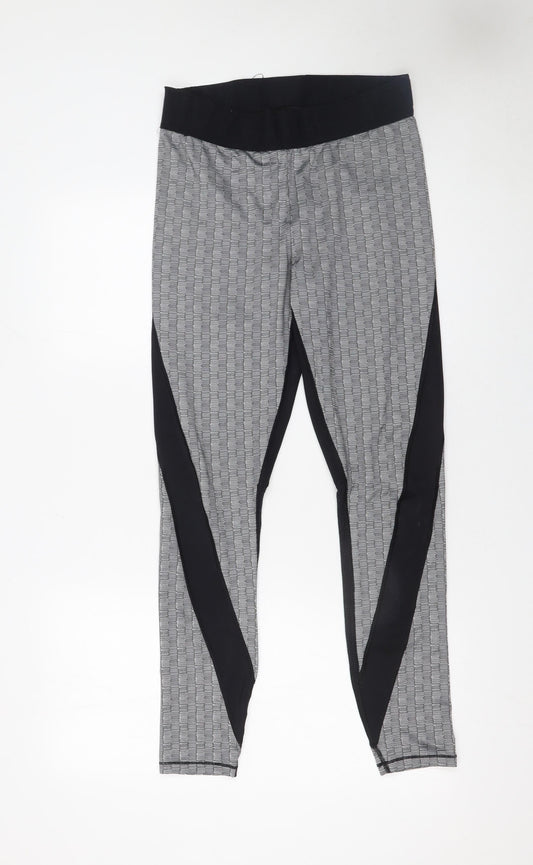 Ivy Park Womens Black Grey Large Leggings Stretch Activewear Trousers