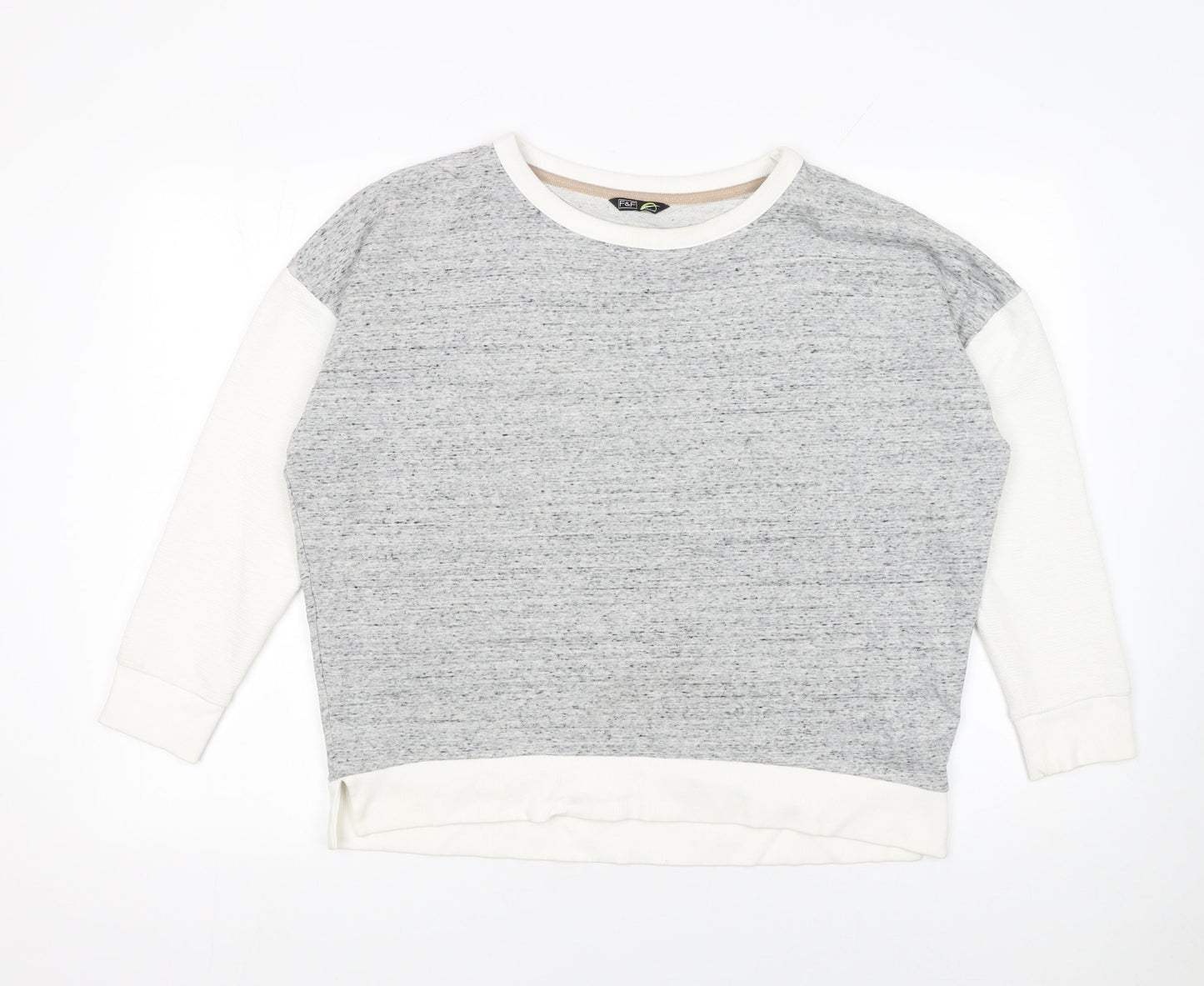 F&F Women’s Grey & White Pullover Sweatshirt Size 10 Cotton Blend