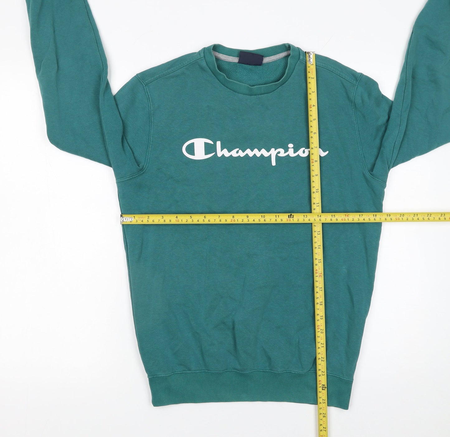 Champion Men’s Green Pullover Sweatshirt Small Crew Neck Sports Logo