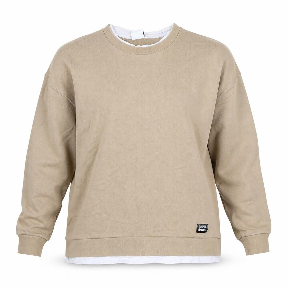 Zara Women Beige Cotton Pullover Sweatshirt Size M Regular Fit