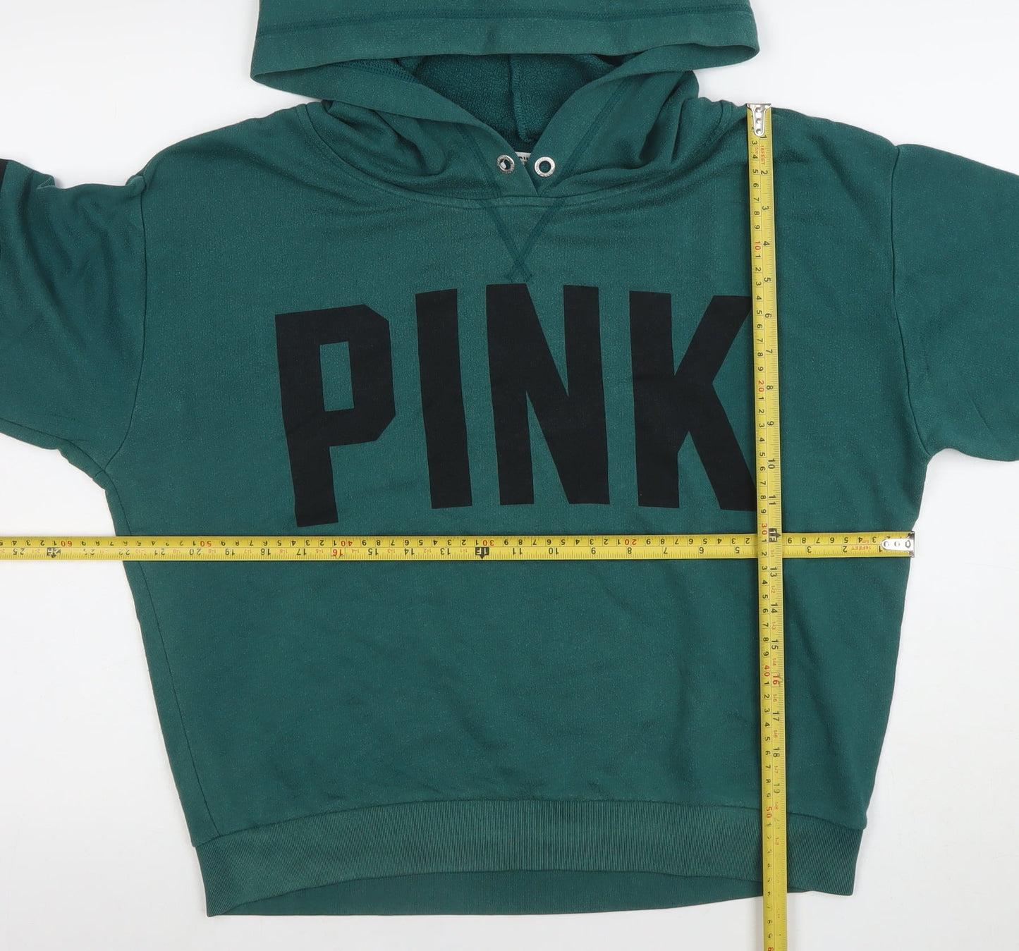 Victoria's Secret PINK Women's Green Pullover Hoodie Size M Cotton Blend