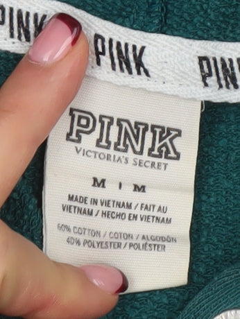 Victoria's Secret PINK Women's Green Pullover Hoodie Size M Cotton Blend