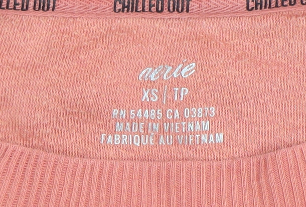 Aerie Women’s Pink Pullover Sweatshirt XS Relaxed Fit Cotton Blend
