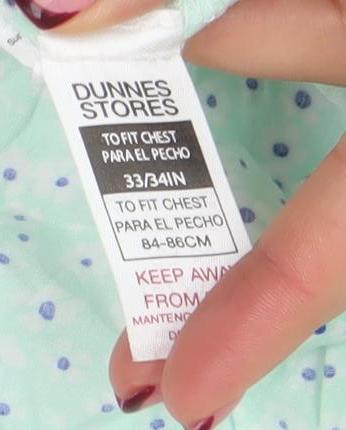 Dunnes Stores Girls Green Polka Dot Viscose Trapeze Dress 9-10 Years