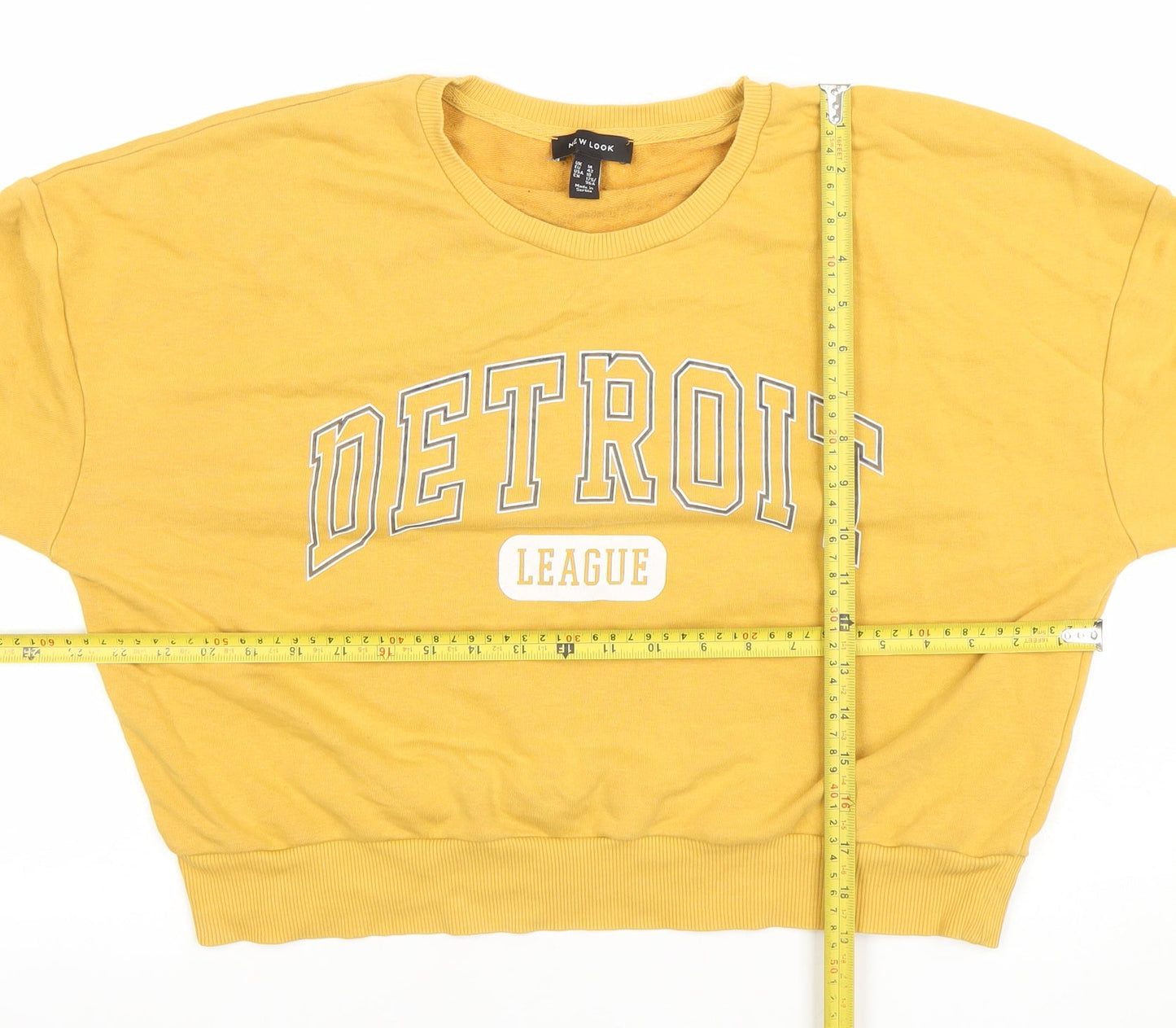 New Look Women Yellow Detroit League Pullover Sweatshirt UK 14