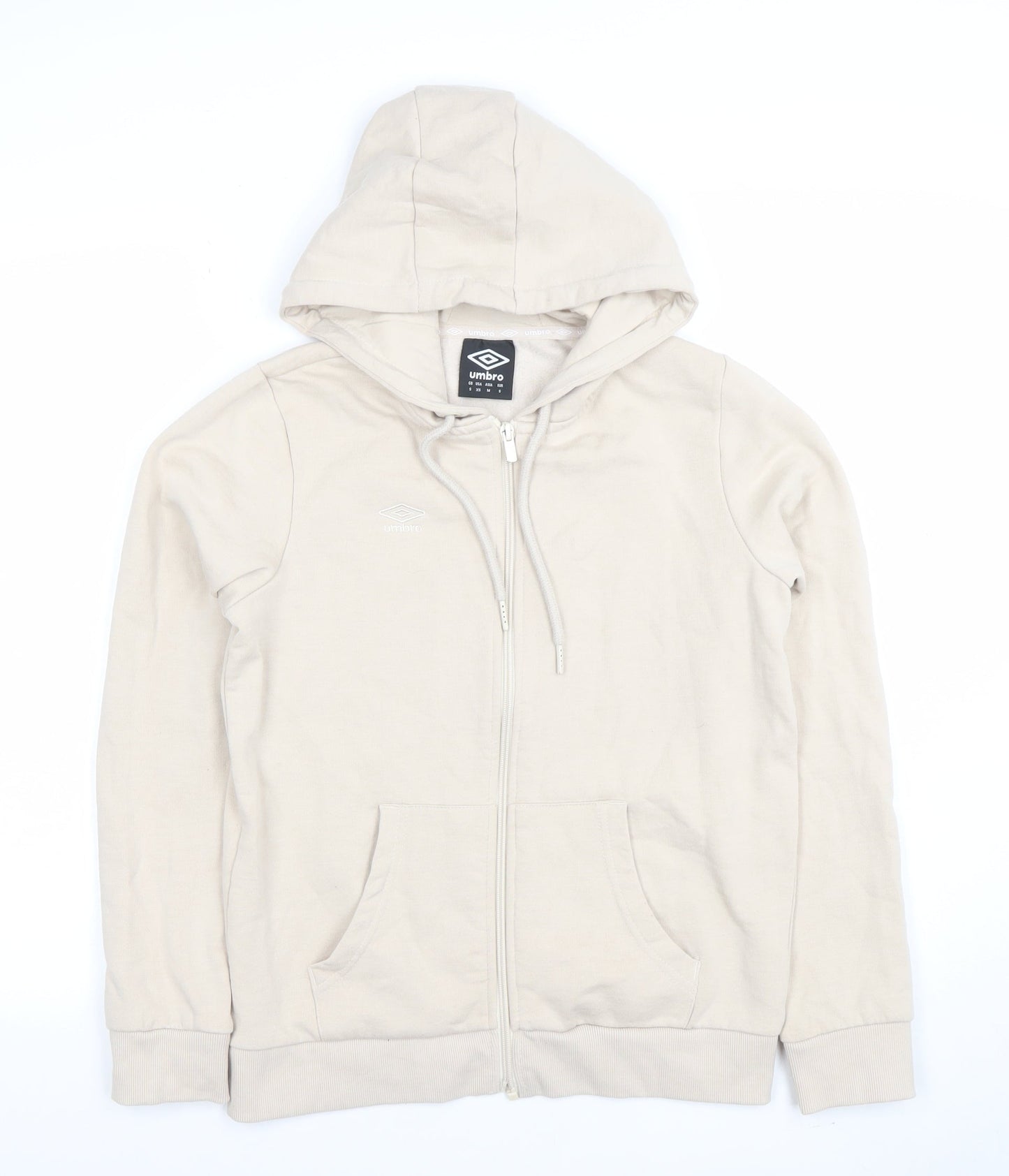Umbro Womens Beige Small Full Zip Hoodie Cotton Blend