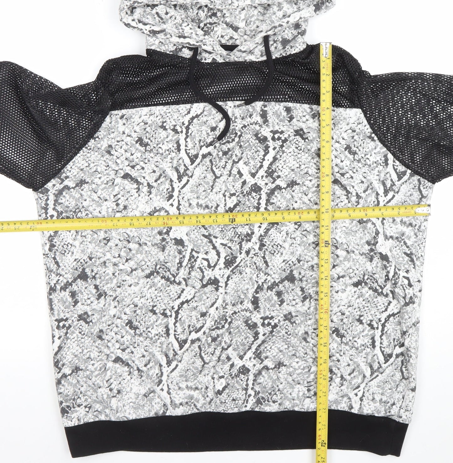 Pep&Co Womens Grey Snake Print Mesh Sleeve Hoodie Size 16