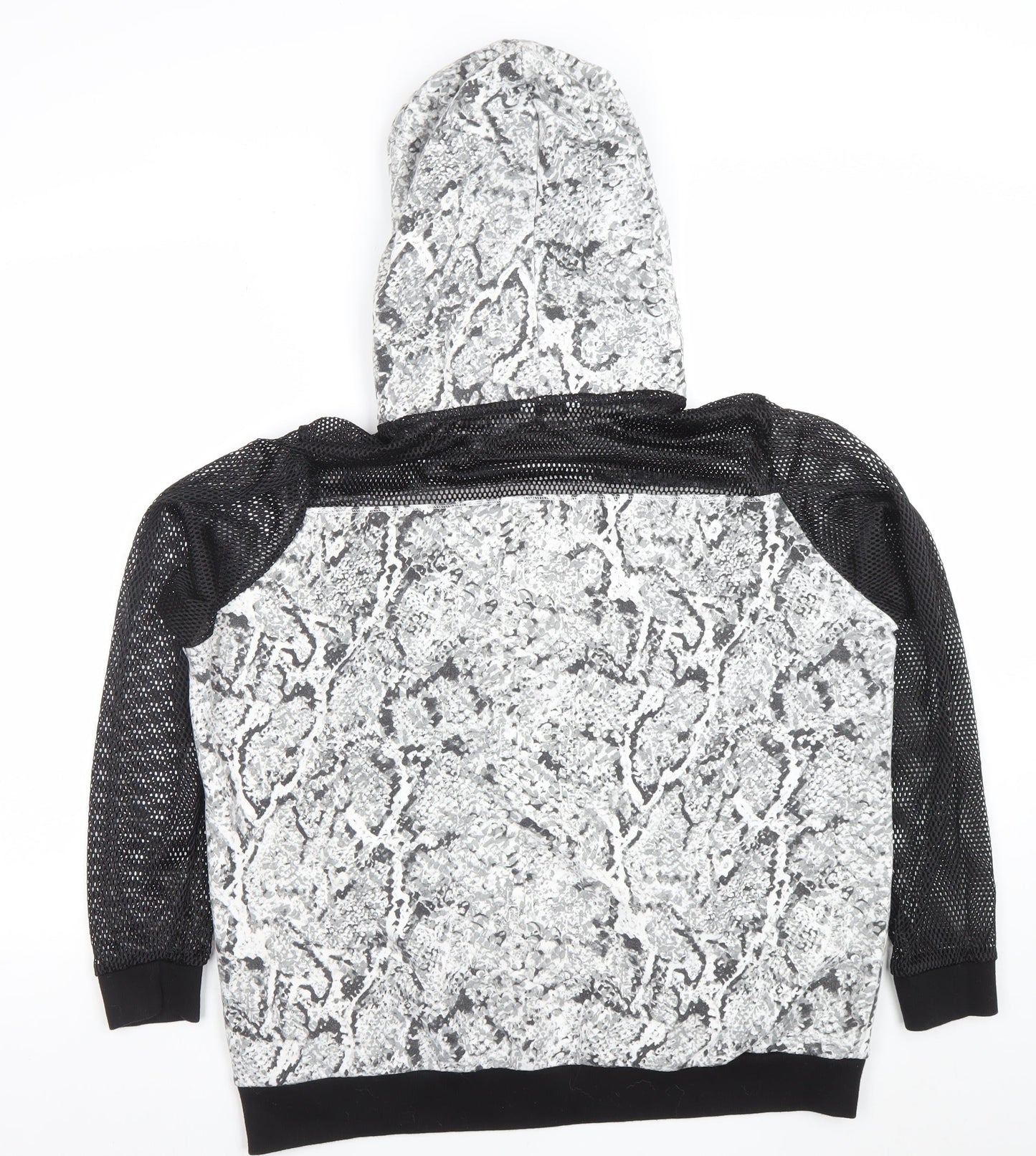 Pep&Co Womens Grey Snake Print Mesh Sleeve Hoodie Size 16