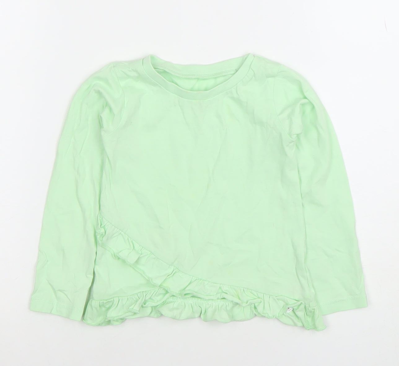 Dunnes Stores Girls Green Long Sleeve Ruffle T-Shirt 18-24 Months