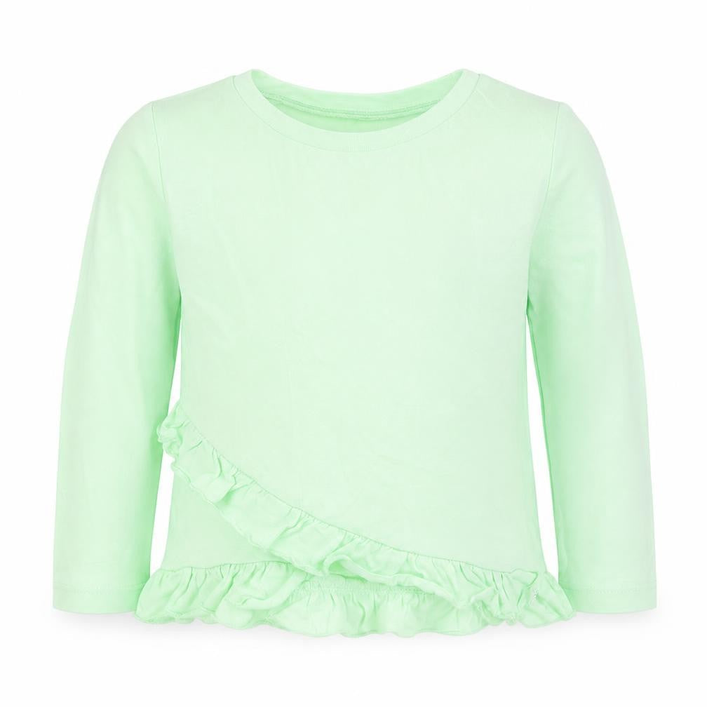 Dunnes Stores Girls Green Long Sleeve Ruffle T-Shirt 18-24 Months