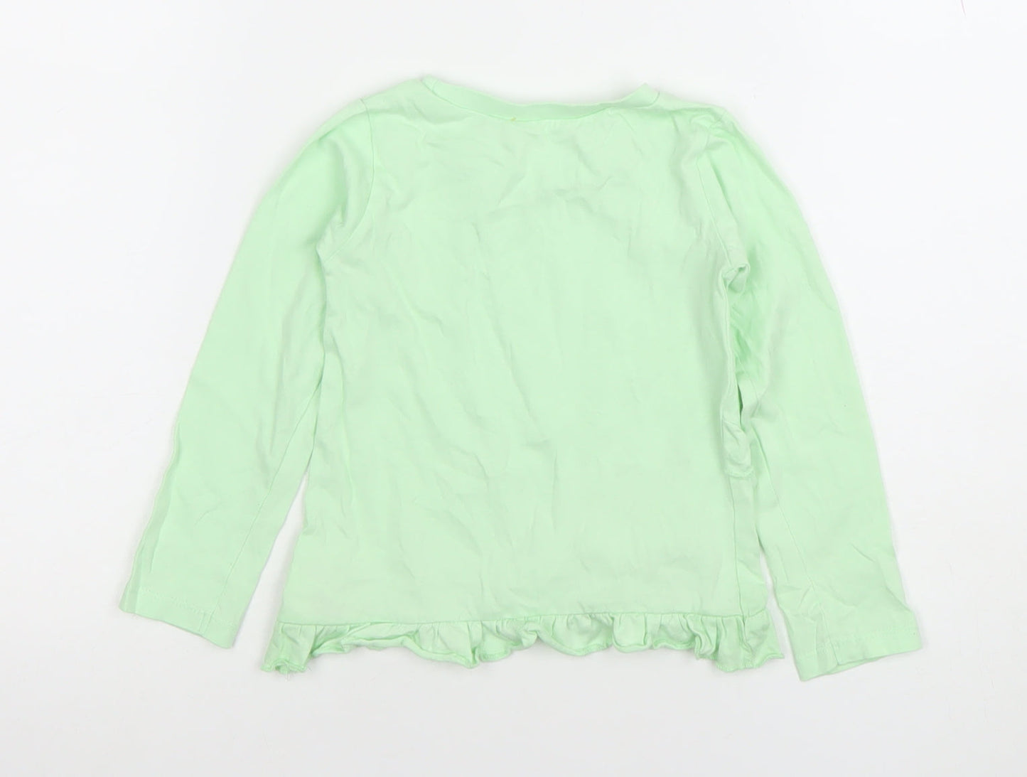 Dunnes Stores Girls Green Long Sleeve Ruffle T-Shirt 18-24 Months