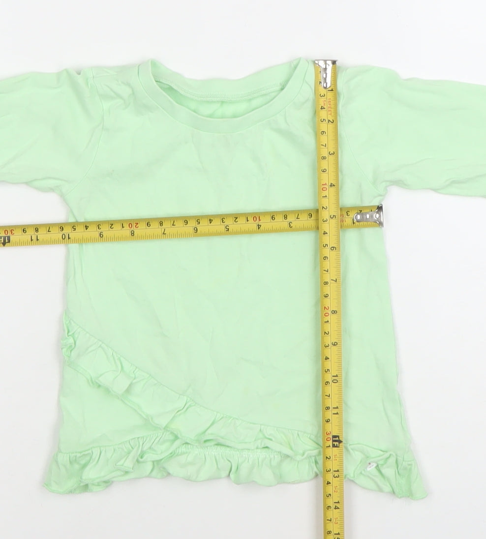 Dunnes Stores Girls Green Long Sleeve Ruffle T-Shirt 18-24 Months