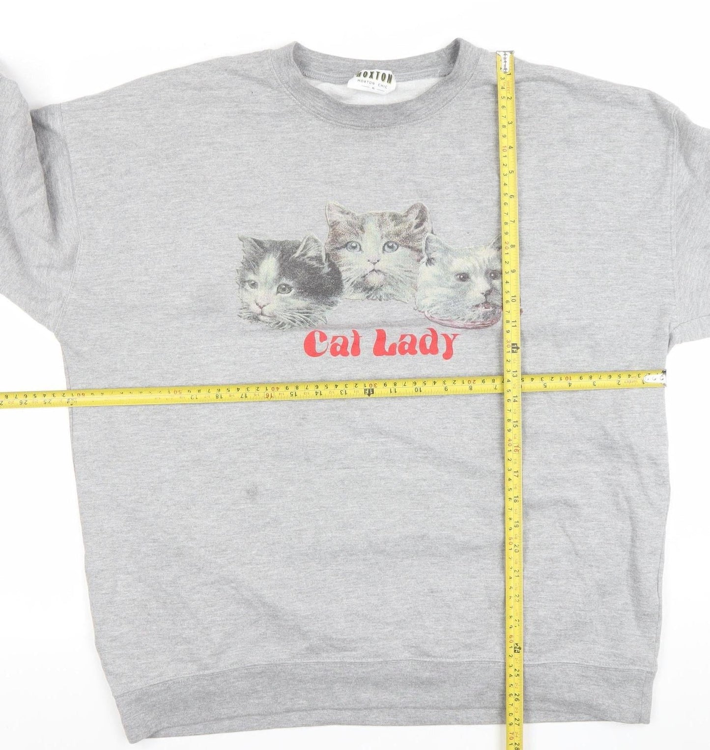 Hoxton Chic Women's Grey Cat Lady Graphic Sweatshirt XL