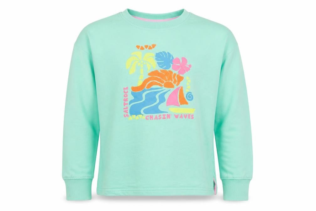 Saltrock Boys Green Chasin Waves Sweatshirt 9-10 Years 100% Cotton Crew Neck
