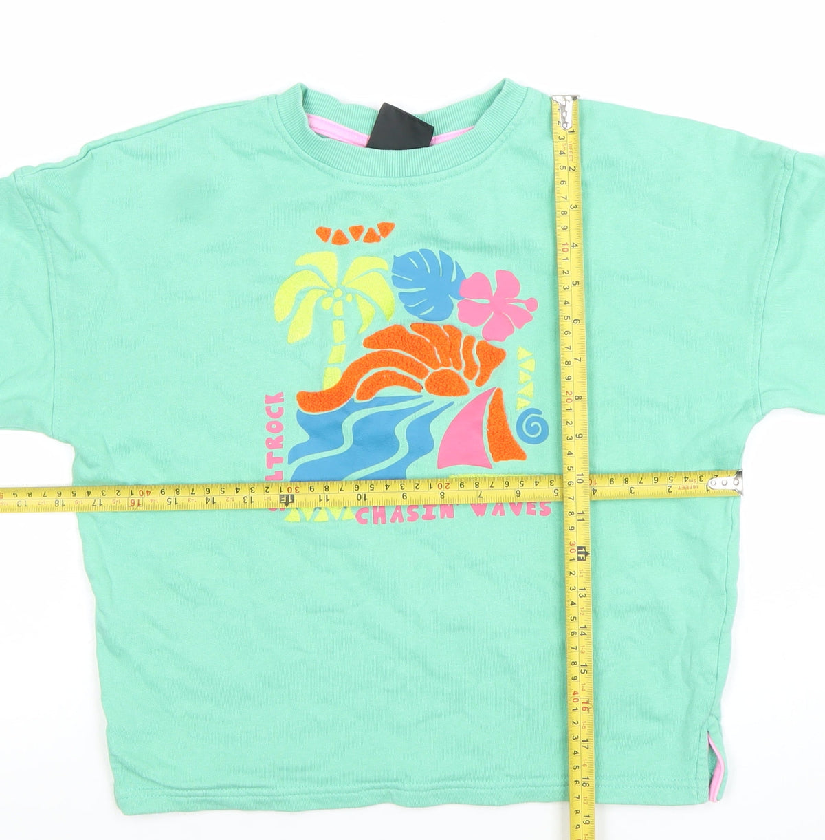 Saltrock Boys Green Chasin Waves Sweatshirt 9-10 Years 100% Cotton Crew Neck
