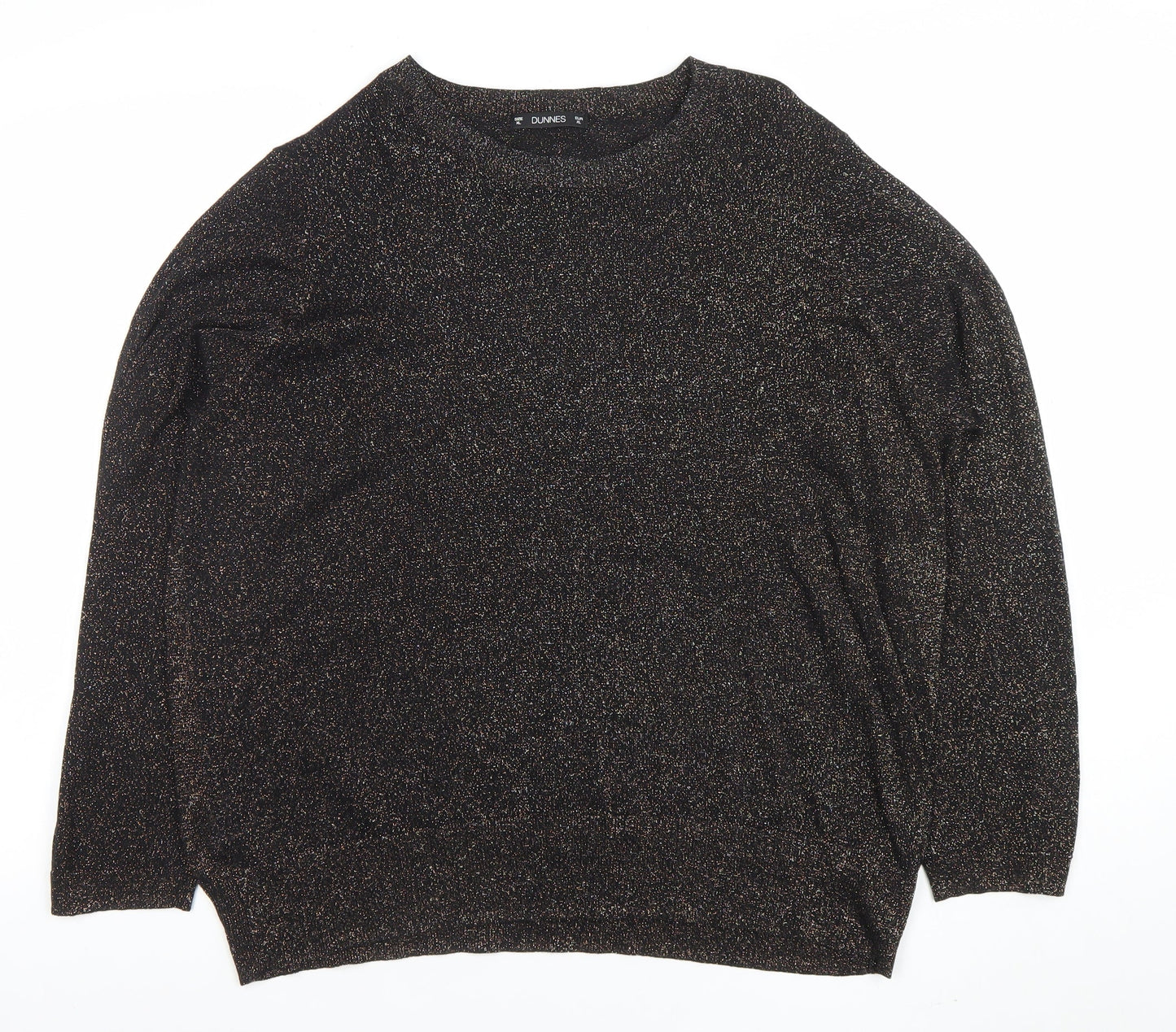 Dunnes Women Black Metallic Knit Long Sleeve Pullover Jumper XL