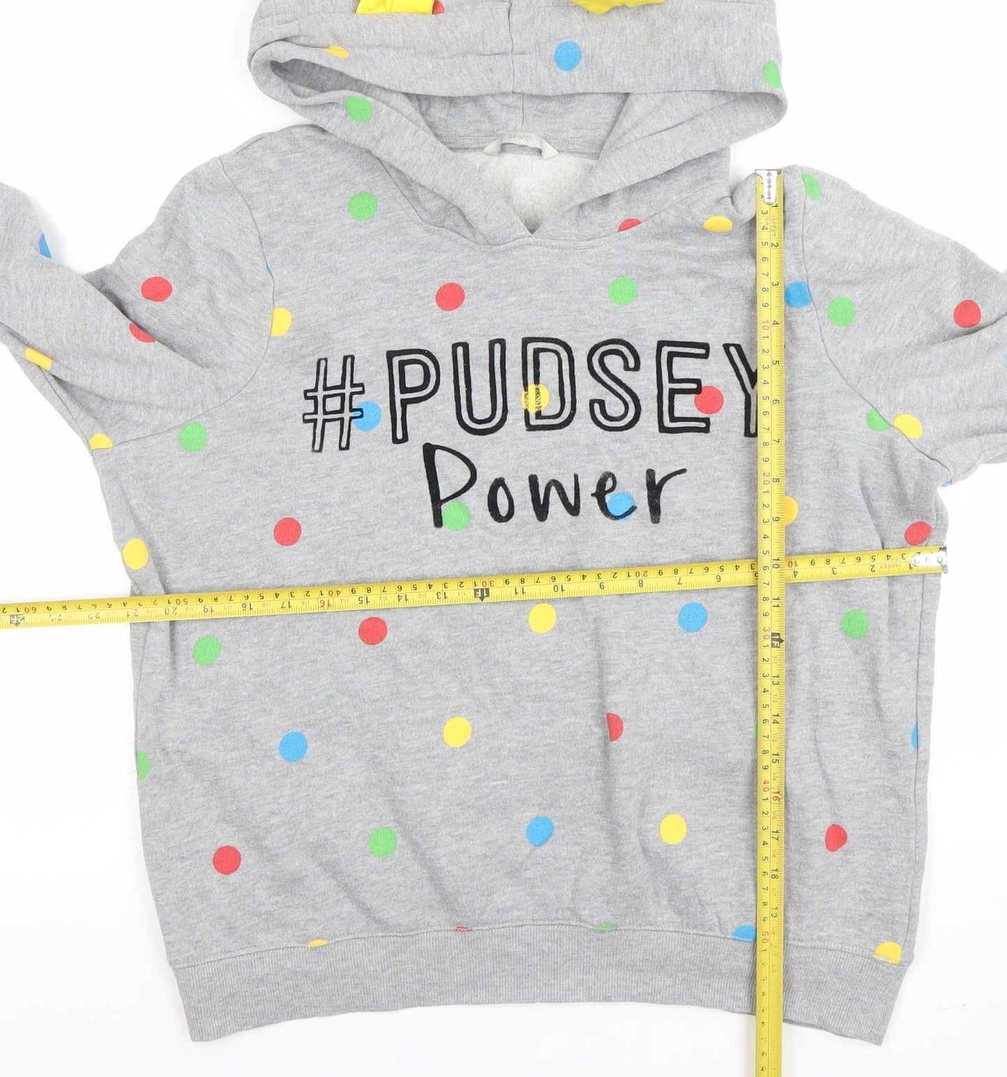 George Womens Grey Hoodie #Pudsey Power Polka Dot Size 16
