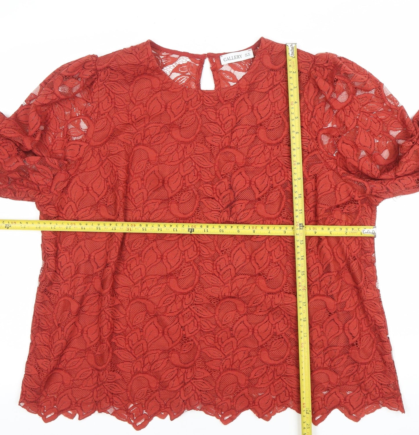 Gallery Women’s Brown Lace Floral Tunic Blouse UK 20