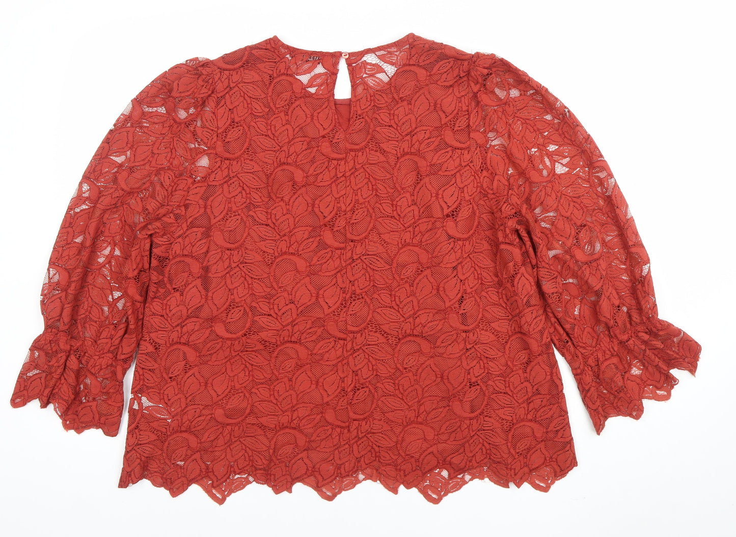 Gallery Women’s Brown Lace Floral Tunic Blouse UK 20
