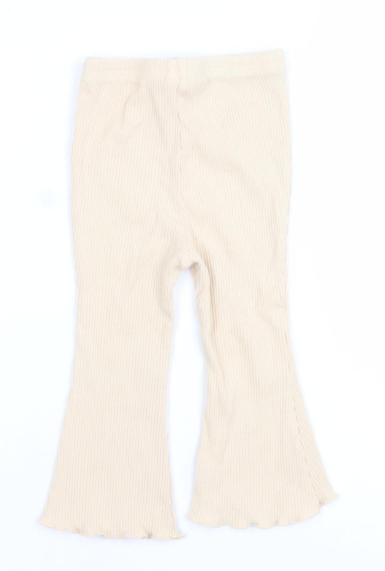 SHEIN Unisex Baby Beige Ribbed Leggings 12-18 Months Cotton Stretch