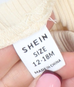 SHEIN Unisex Baby Beige Ribbed Leggings 12-18 Months Cotton Stretch