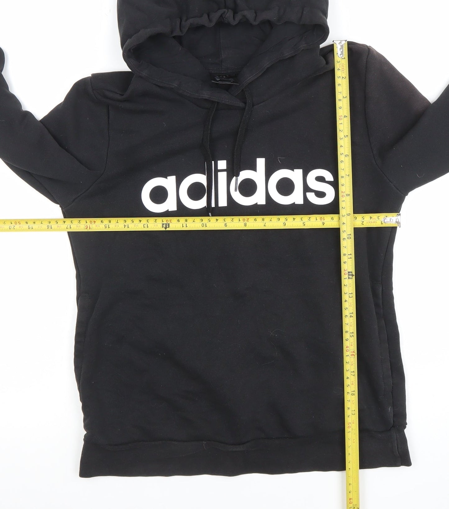 Adidas Women Black Pullover Hoodie Size Small Cotton Blend Logo