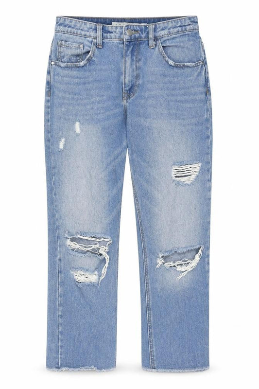 Denim Co. Women's Blue Distressed Boyfriend Jeans Size 10