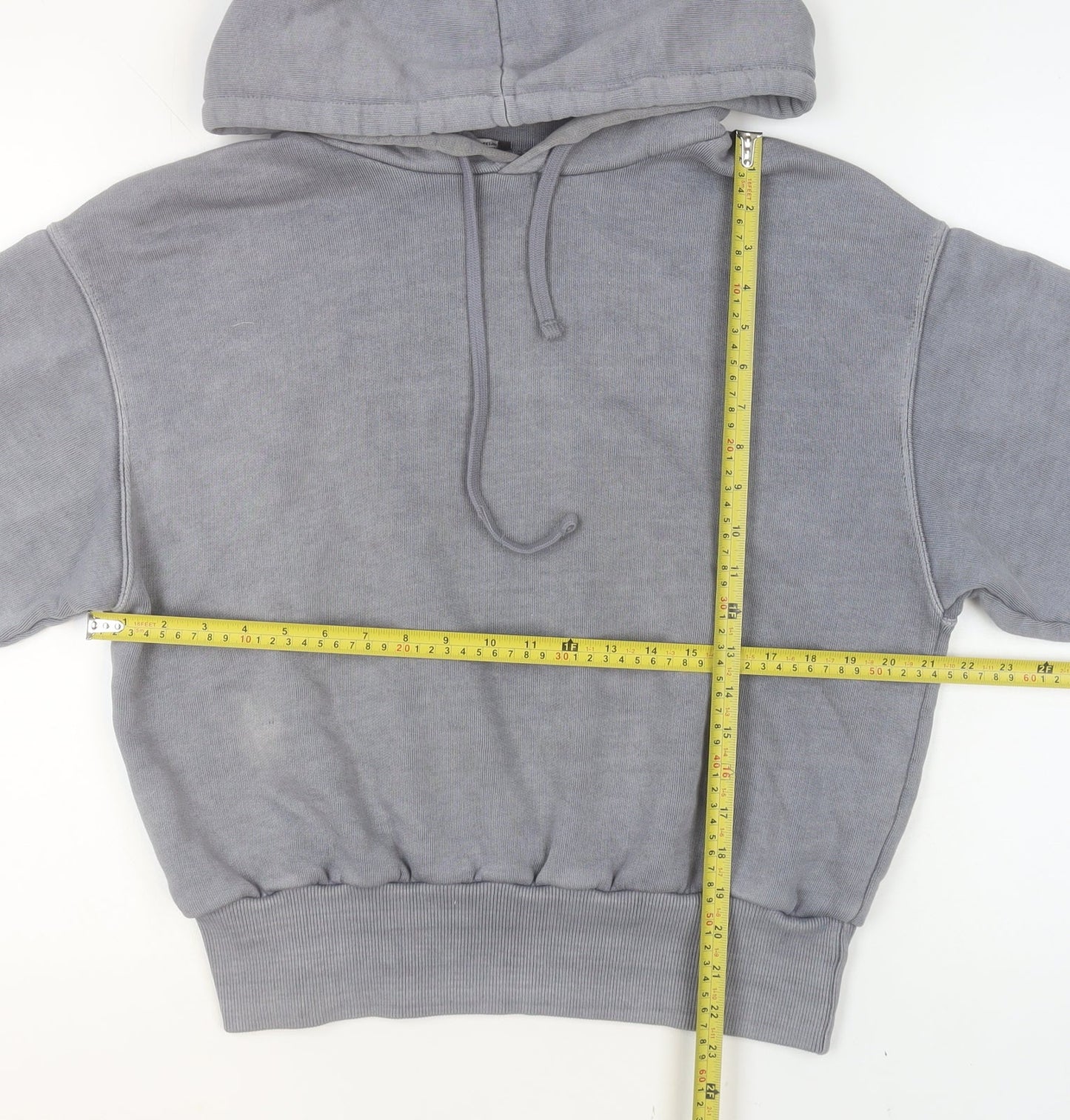 ZARA Womens Grey Cotton Pullover Hoodie Size M