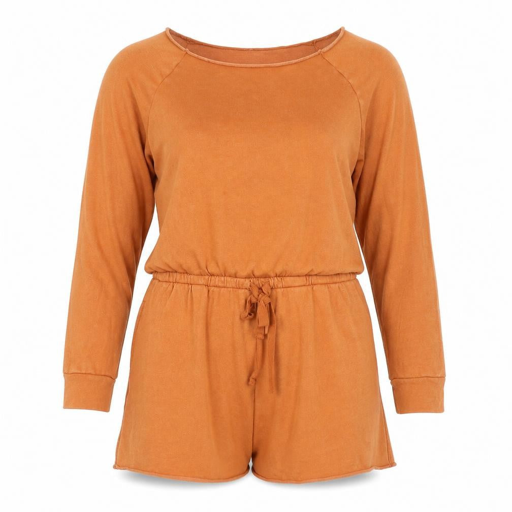 Aerie Women’s Brown Long Sleeve Playsuit XL Drawstring Waist Relaxed Fit