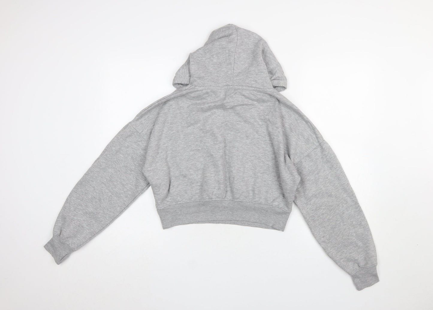 Bench Womens Grey Cropped Hoodie Size M UK 12 Pullover