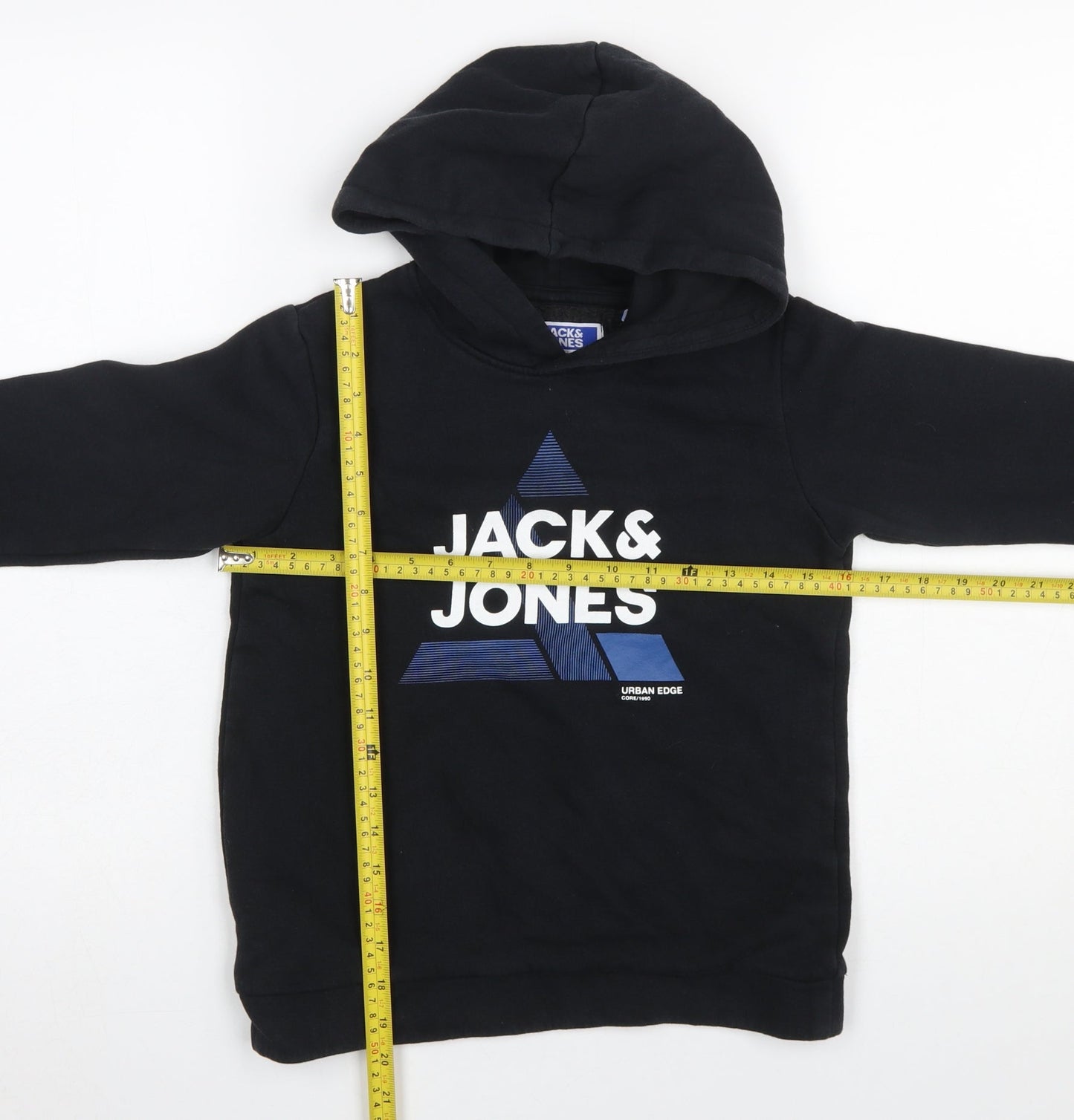 Jack & Jones Boys Black Pullover Hoodie 10 Years Cotton Blend Graphic Sweatshirt