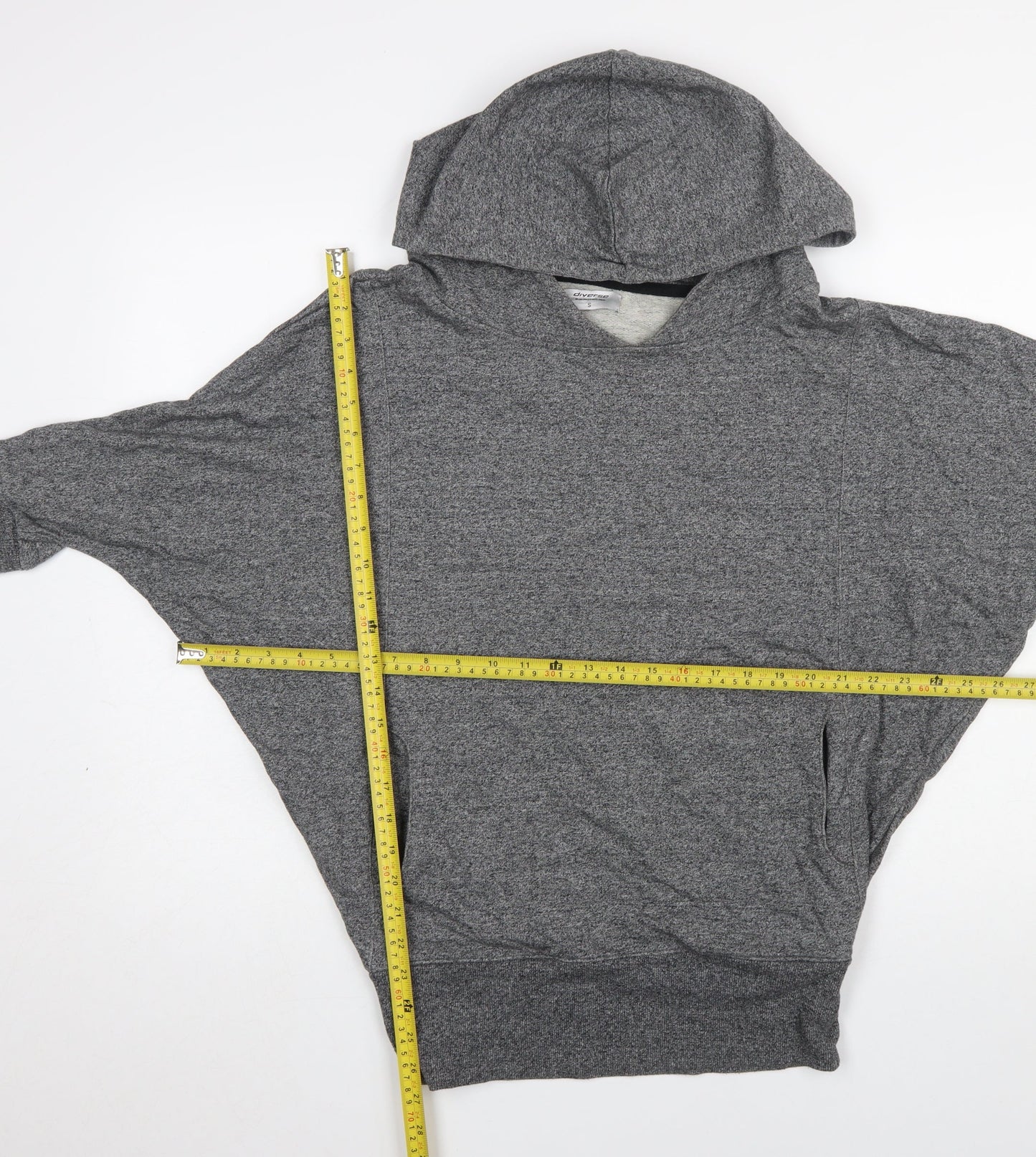 Diverse Womens Grey Small Batwing Pullover Hoodie