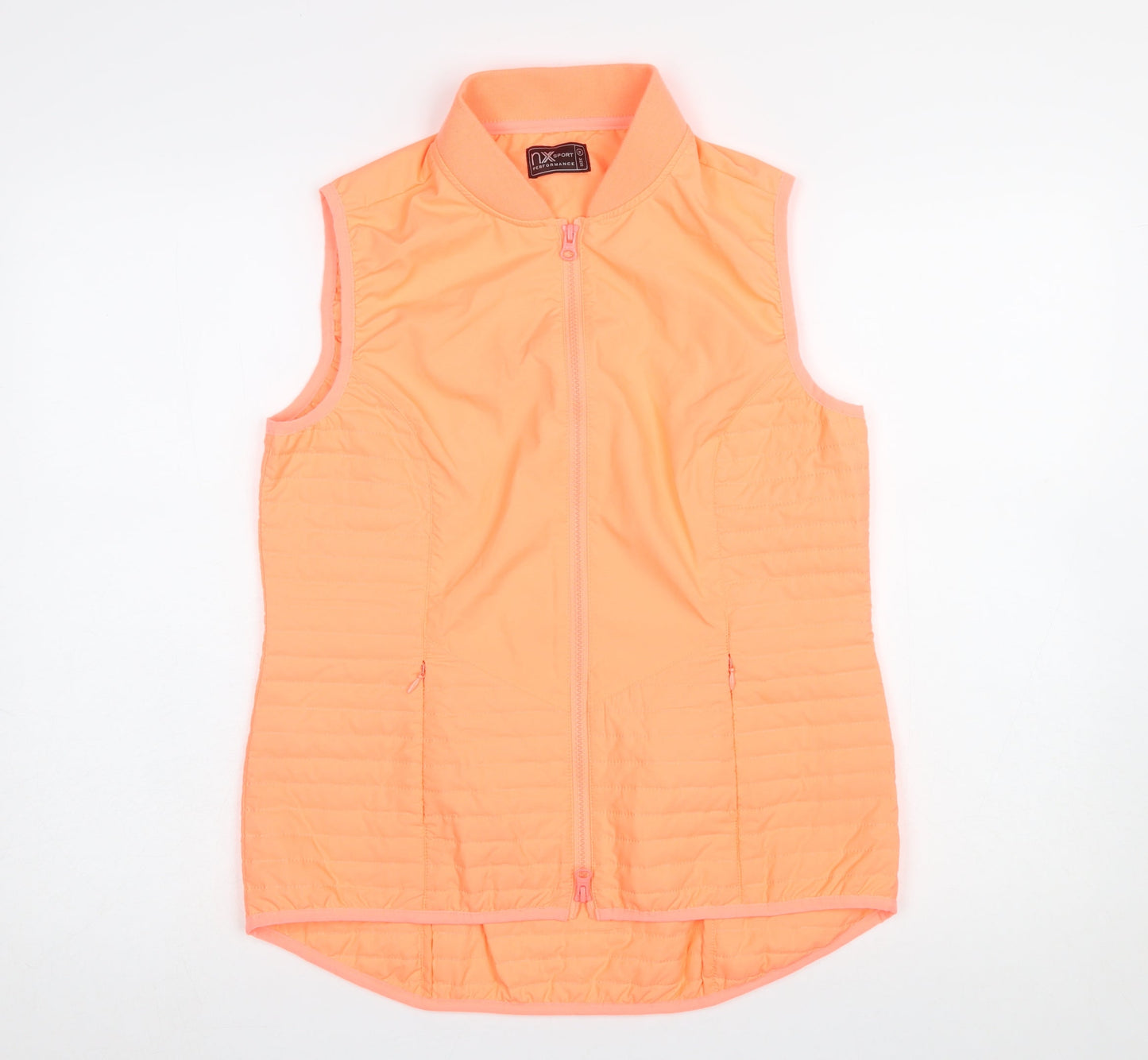 Next Womens Orange Sleeveless Zip Waistcoat Size 14 Polyester Lined