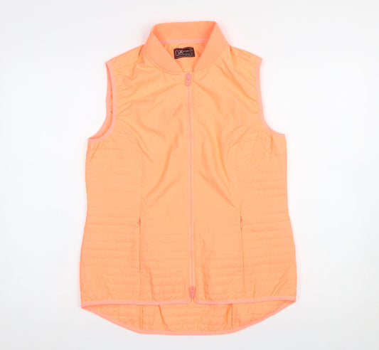 Next Womens Orange Sleeveless Zip Waistcoat Size 14 Polyester Lined
