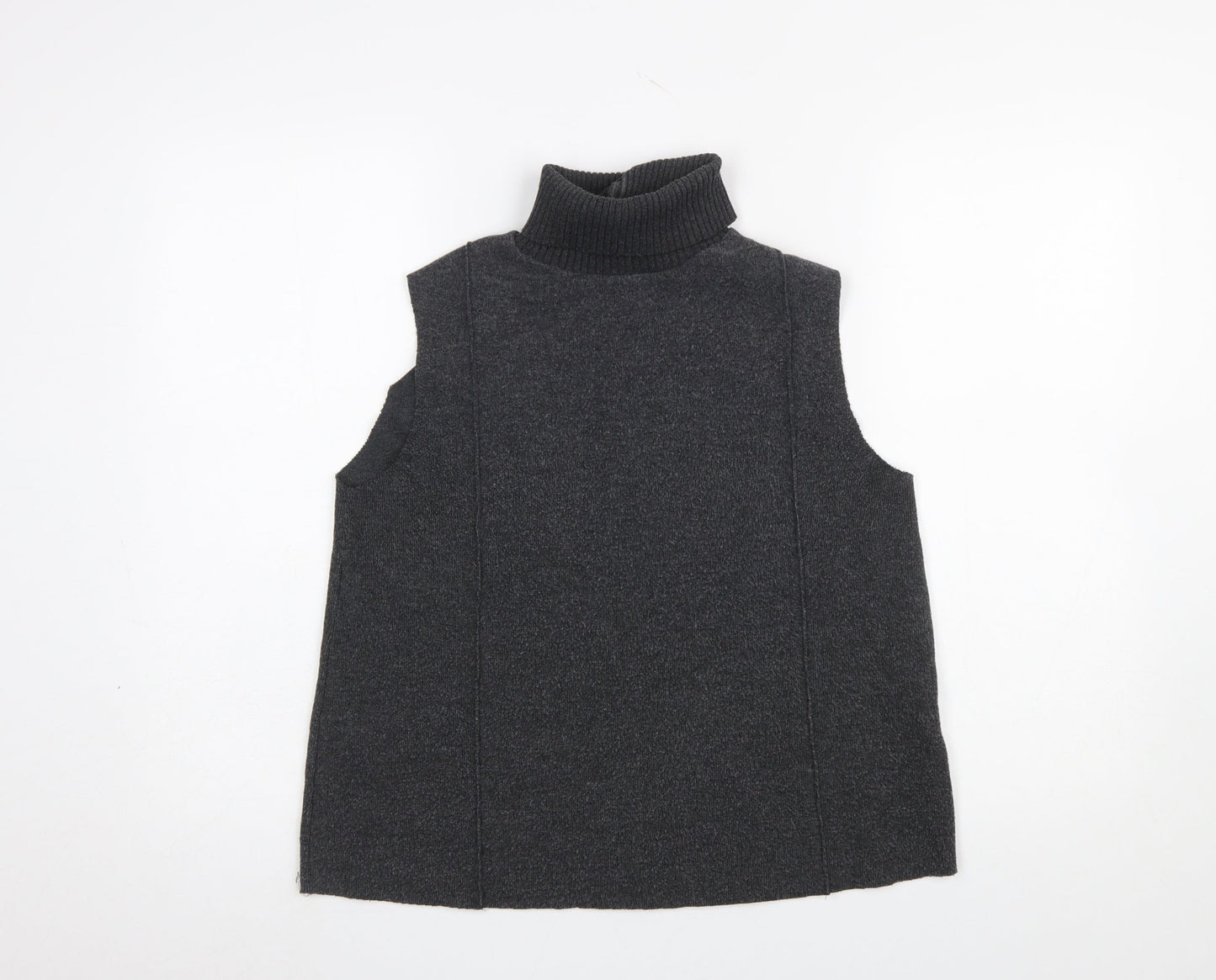 Zara Women’s Grey Roll Neck Sleeveless Knit Vest Jumper Size 12