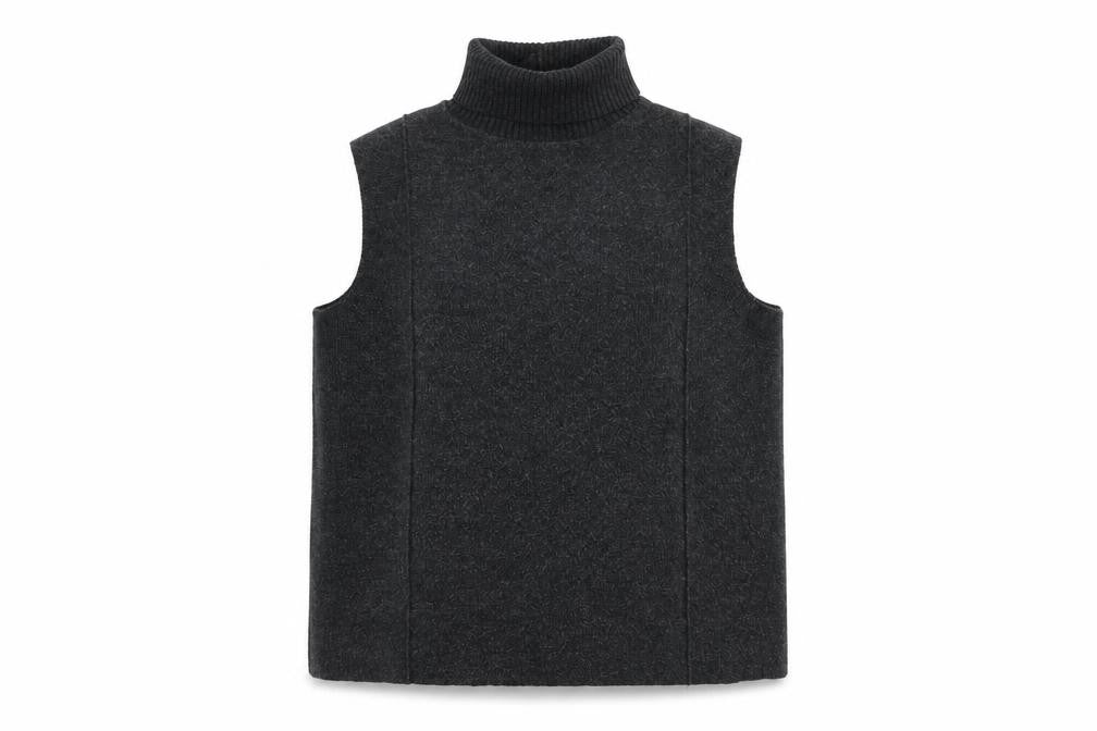 Zara Women’s Grey Roll Neck Sleeveless Knit Vest Jumper Size 12