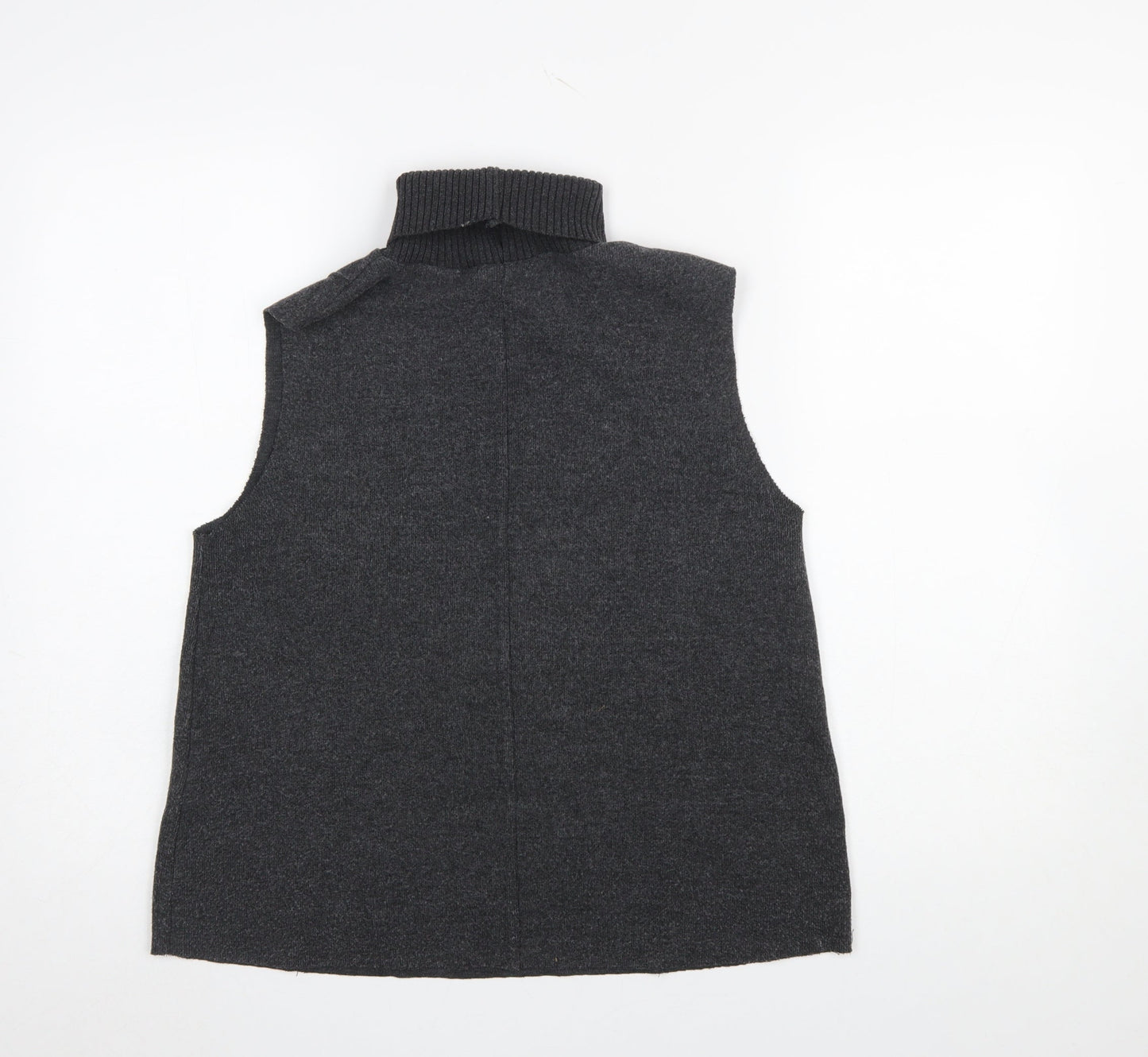 Zara Women’s Grey Roll Neck Sleeveless Knit Vest Jumper Size 12