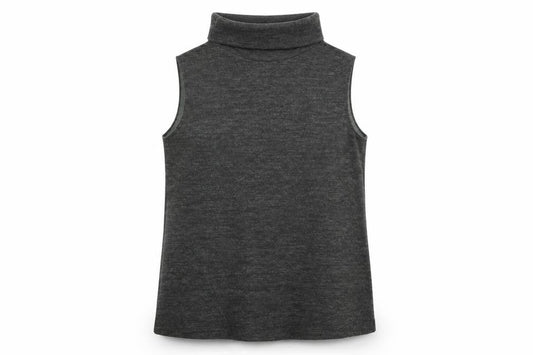 Zara Women Grey Roll Neck Sleeveless Knit Vest Size 12