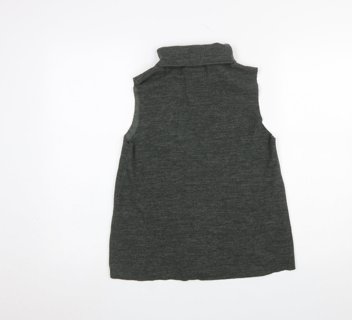 Zara Women Grey Roll Neck Sleeveless Knit Vest Size 12