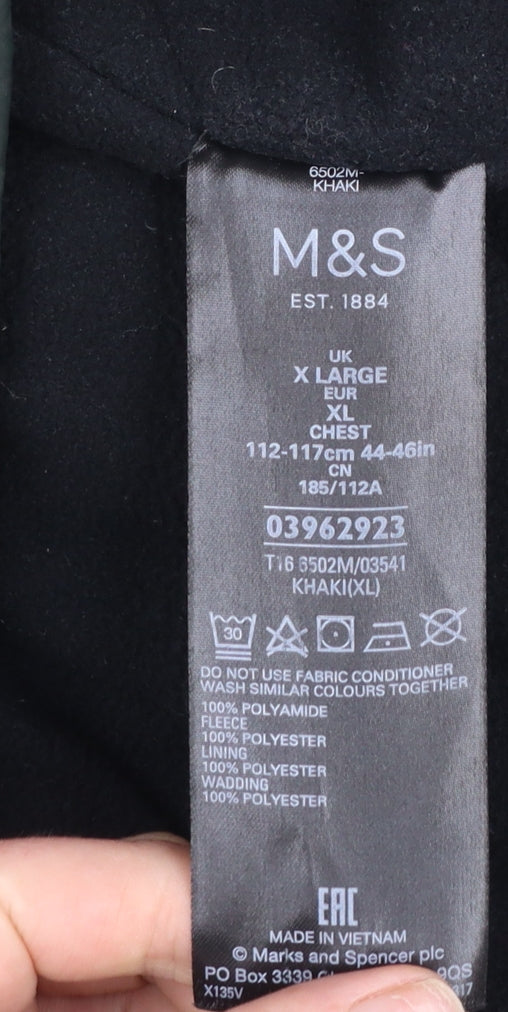 Marks and Spencer Men's Green XL Parka Jacket Water Resistant